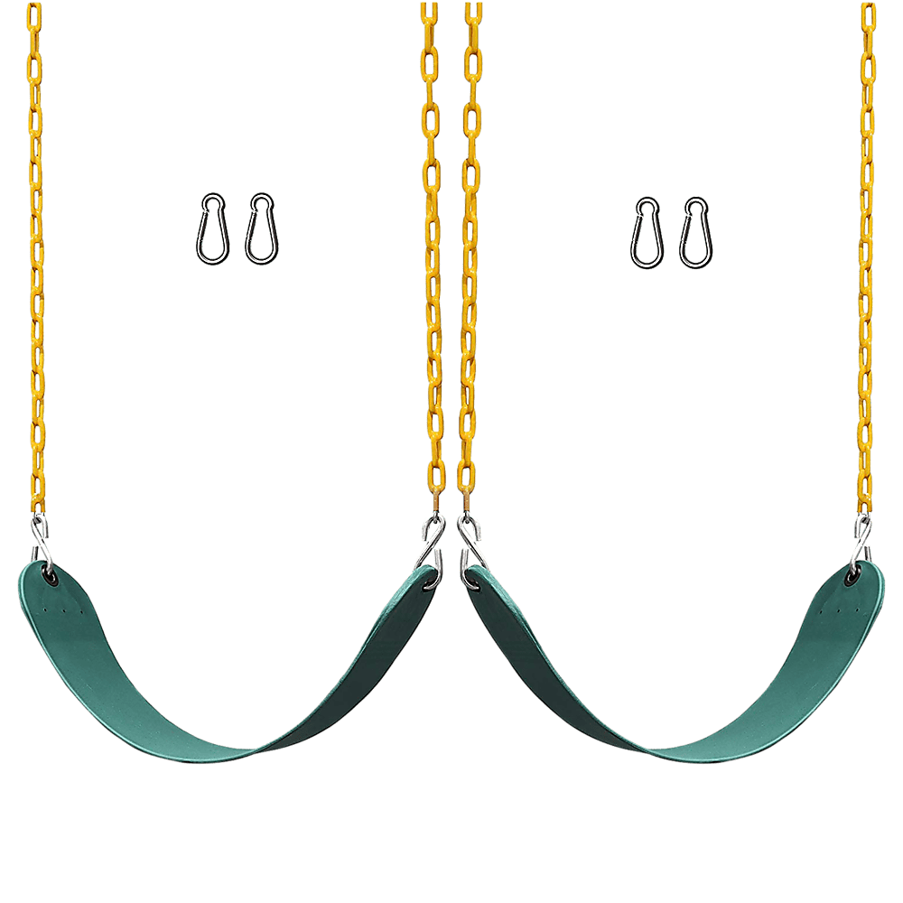 2 Pack Swings Seats Heavy Duty 66" Chain Plastic Coated Playground Swing